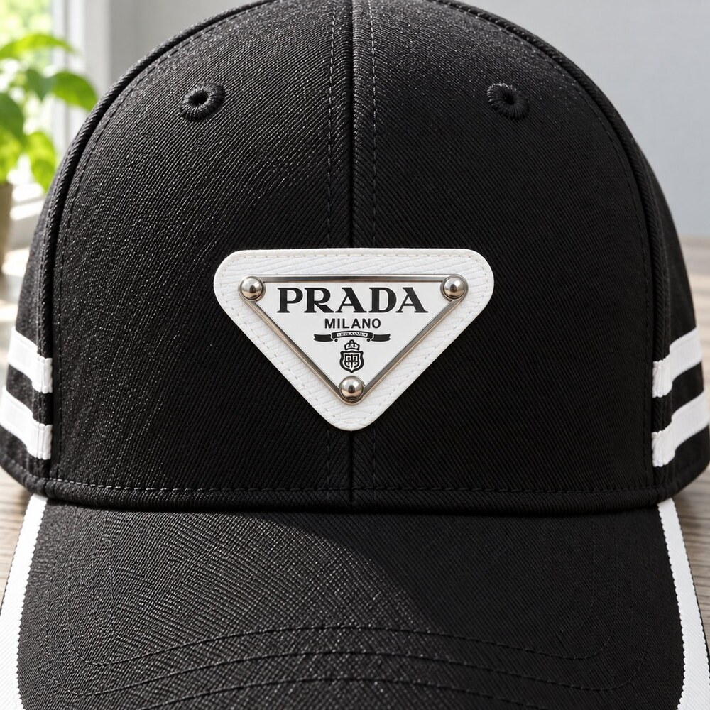 Prada Black Cap with White Trim - Picture 5 of 6